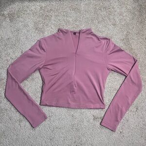 Amazon Half Zip Athletic Cropped Long Sleeve